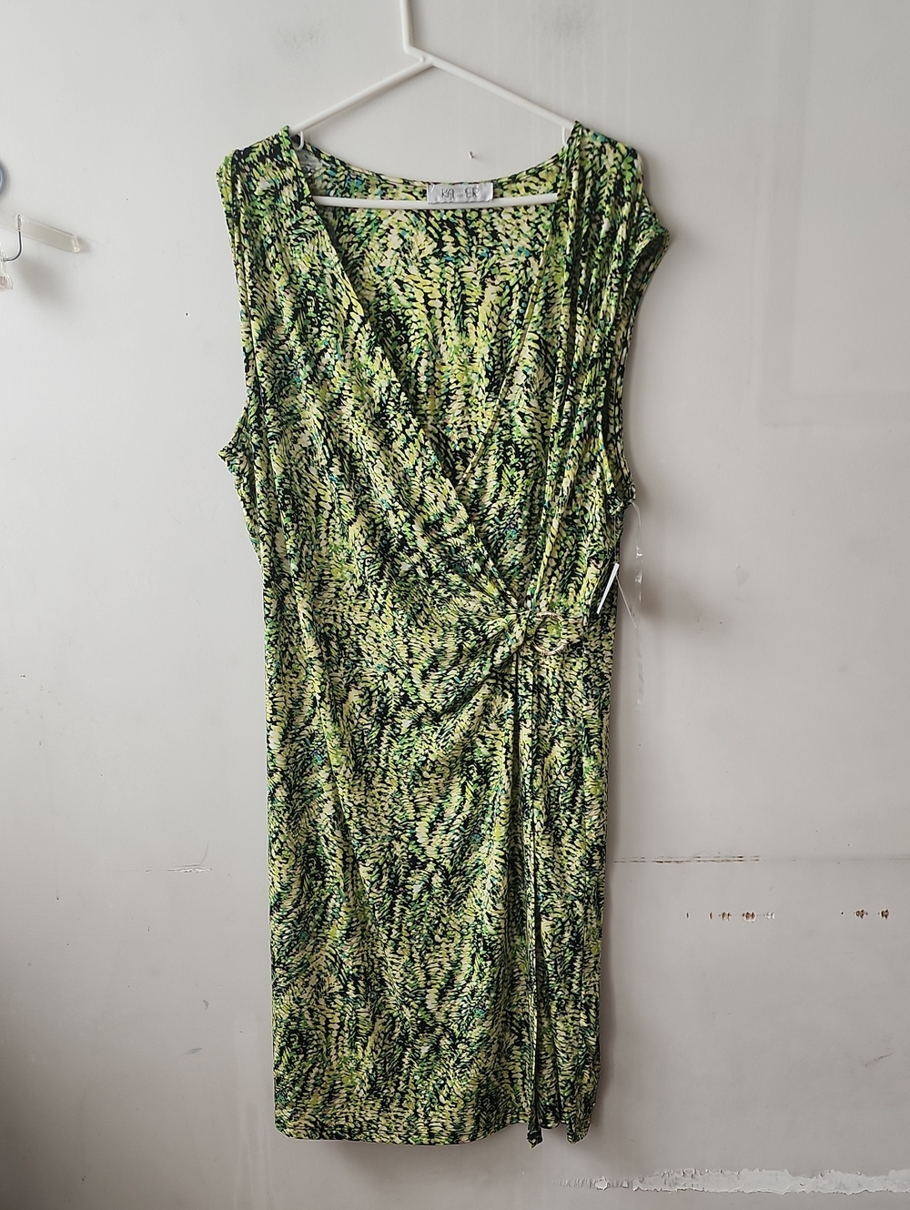 Kasper Green Patterned Midi Wrap Dress